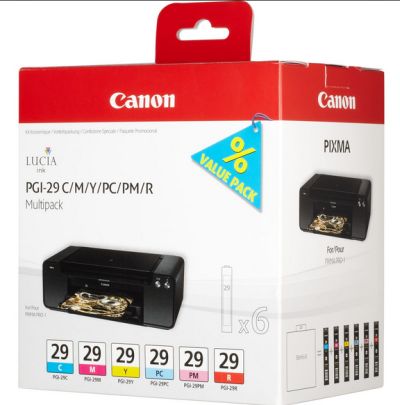 0628290033 - CANON PGI29 KIT X6 MBK-PBK-DGY-GY-LGY-CO  PER PRO1