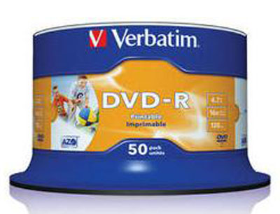 0892820013 - VERBATIM DVD-R / 50 printable 16X 4,7GB 43533