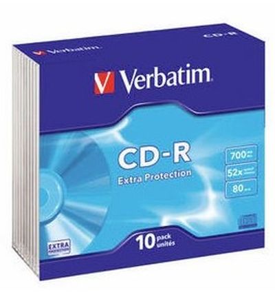 0892820025 - VERBATIM CD-R SLIM / 10pezzi 52X 700MB 43415