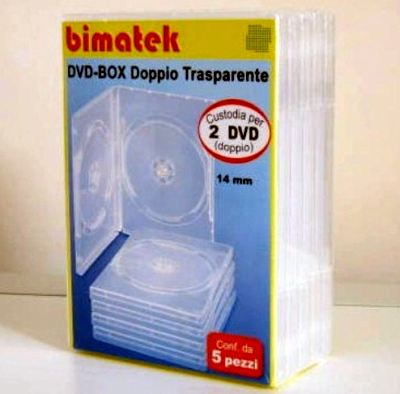 0895801004 - AG CUSTODIA DVD DOPPIA 14mm TRASPARENTE 5 pezzi