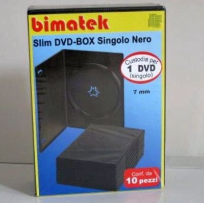0895801005 - AG CUSTODIA DVD SINGOLA  7mm NERO 10 pezzi