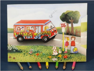 1032260064 - EDICART PORTA FOTO SCUOLA 275 MINIBUS X FOTO 13x18 15x21 15x22  (23X17,3) / 100 PZ